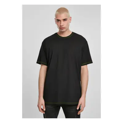 Heavy Oversized Contrast Stitch Tee černá/elektrická limetka