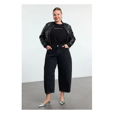 Trendyol Curve Black More Sustainable Stitch Detailed High Waist Balloon Jeans