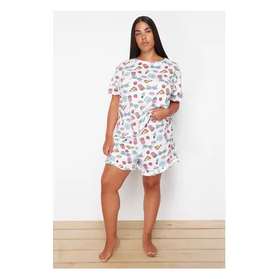 Trendyol Curve Multicolor Printed Knitted Pajama Set