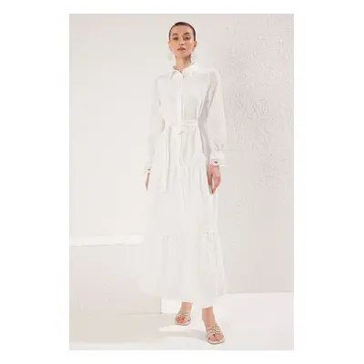 Trendyol Ecru Embroidered Detailed Lined Woven Dress