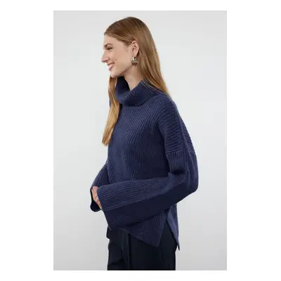 Trendyol Navy Blue Wide Pattern Soft Texture Knitwear Sweater