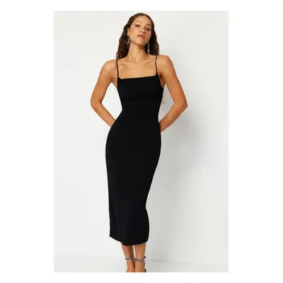 Trendyol Black Shiny Knitted Elegant Evening Dress