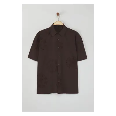 Trendyol Limited Edition Brown Regular Fit Embroidered Shirt