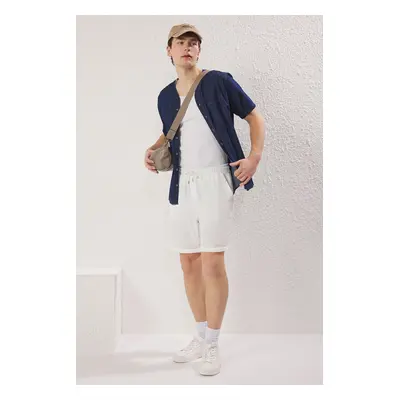 Trendyol White Oversized Linen Look Flowing Summer House Shorts & Bermudas