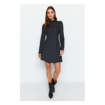 Trendyol Anthracite Sewing Detailed High Collar Thessaloniki Knitted Dress