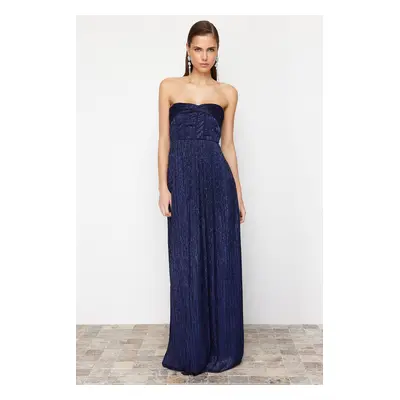 Trendyol Saks A-Cut Knitted Evening Dress & Graduation Dress