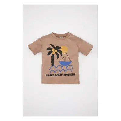 DEFACTO Baby Boy Crew Neck Palm Tree Printed Short Sleeve T-Shirt