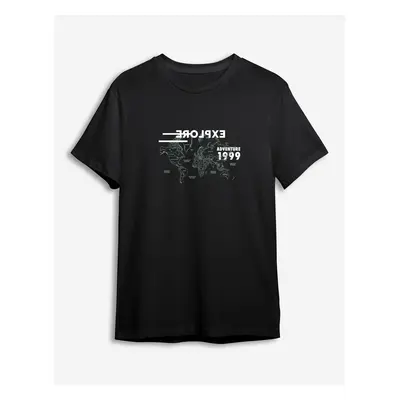 Trendyol Black Back Text Printed Regular/Normal Cut T-shirt