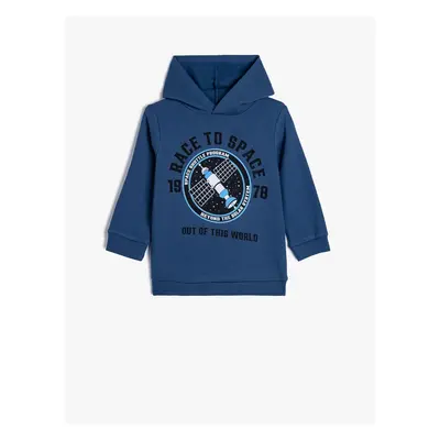 Koton Space Printed Raised Hooded Sweatshirt