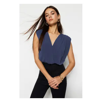 Trendyol Indigo Padded Double Breasted Elastic Snap Knit Bodysuit