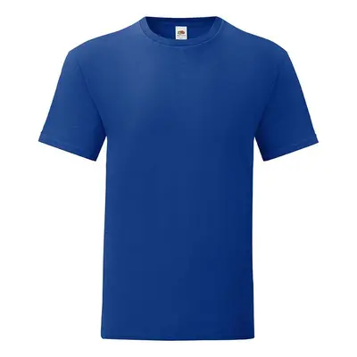 Blue Iconic Combed Cotton T-shirt with Fruit of the Loom Sleeve