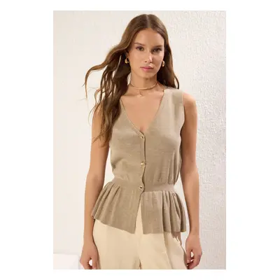 Trendyol Mink Peplum Vest