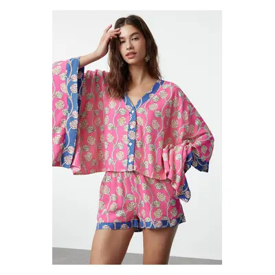 Trendyol Floral Patterned Woven Blouse Shorts Set