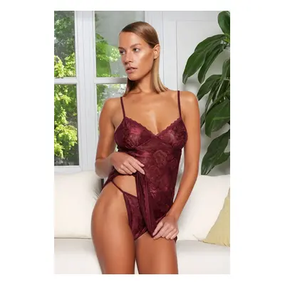 Trendyol Burgundy Lace Punčocháče Babydoll