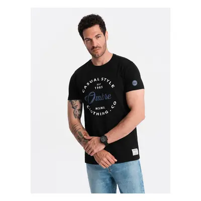 Ombre Casual Style Men's Printed T-Shirt - Black