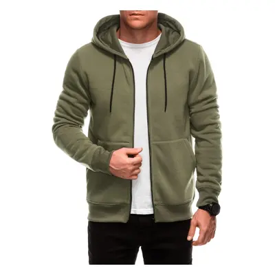 Edoti Unzipped men's BASIC hooded sweatshirt - dark olive green