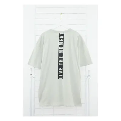 Trendyol Large Size Gray Oversize/Wide Cut Back Text Printed 100% Cotton T-Shirt