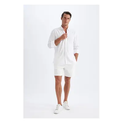 DEFACTO Relax Fit White Jean Bermuda Shorts