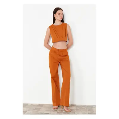 Trendyol Light Brown Wide Leg Woven Trousers