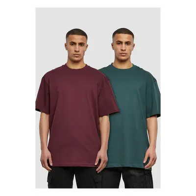 Pánská trička Tall Tee 2-Pack vínová a lahvově zelená