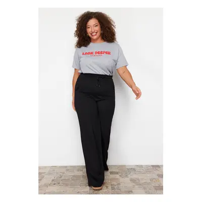 Trendyol Curve Black Ribbed Detailed Knitted Trousers