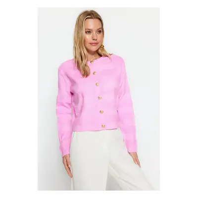 Trendyol Pink Crew Neck Jacket Look Knitwear Cardigan