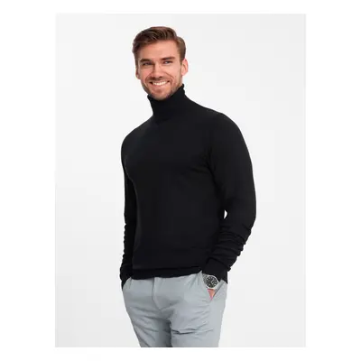 Ombre Men's knitted fitted turtleneck with viscose - black