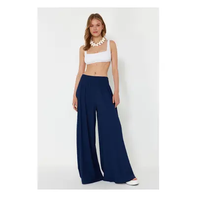 Trendyol Navy Blue Woven Gipe Detailed Beach Trousers