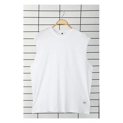 Trendyol White Oversize/Wide Cut Basic Tagged 100% Cotton Sleeveless T-shirt/Undershirt