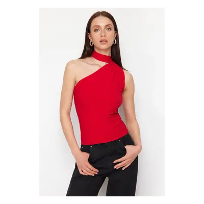 Trendyol Red Choker Neck Fitted/Slippery Knitted Blouse