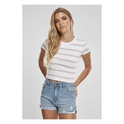 Dámské tričko Stripe Cropped Tričko bílá/dívčí růžová