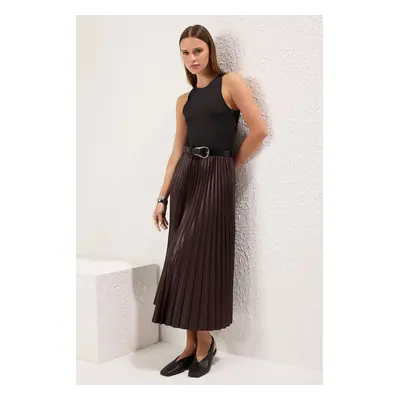 Trendyol Brown*001 Straight Flared Pleated Maxi Skirt