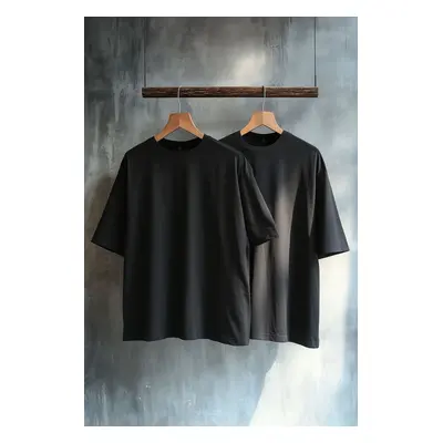 Trendyol Black-Black Oversize Pack Basic 100% Cotton T-Shirt