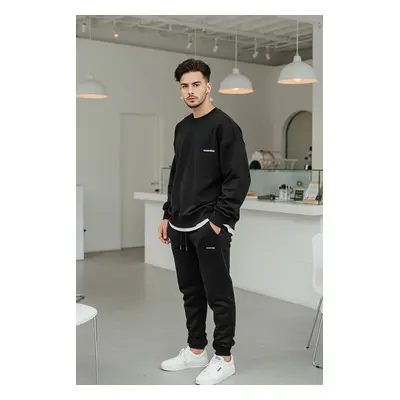 Trendyol Black Oversize/Wide Cut Text Printed Warm Sweatshirt Tracksuit