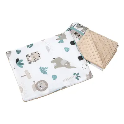 Medi Partners Quilt 55x75 + pillow 35x30 cotton + minky – Minky Zoo + beige Minky