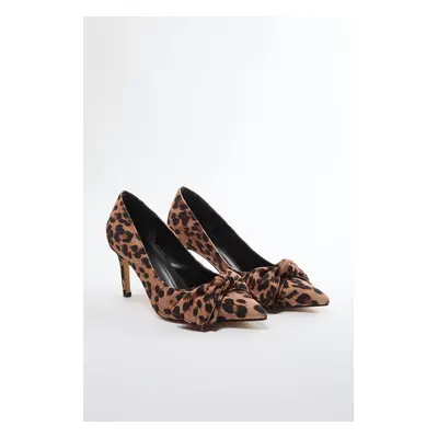 Trendyol Leopard Bow Brown Women's Classic Stiletto Thin Heel Shoes