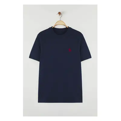 Trendyol Navy Blue Regular Cut Embroidery Detailed 100% Cotton T-Shirt