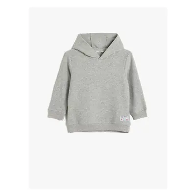 Koton Basic Hooded Sweatshirt Long Sleeve Crew Neck Textured