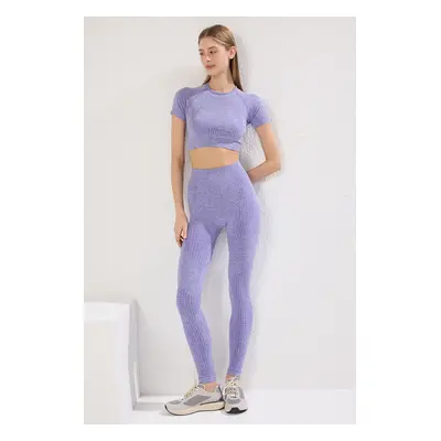 Trendyol Lilac Bezešvé/Bezešvé Pletené sportovní legíny po celé délce