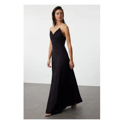 Trendyol Black A-Cut Woven Long Evening Evening Dress