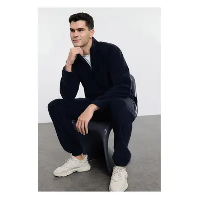 Trendyol Navy Blue Oversize/Wide Cut Anti-pilling Polar Basic Tracksuit