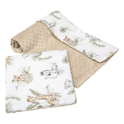 Medi Partners Quilt + pillow 35x30 cotton + minky – Safari + beige Minky