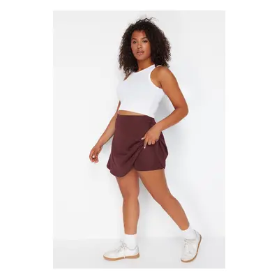 Trendyol Curve Red Layer Knitted Sports Shorts Skirt