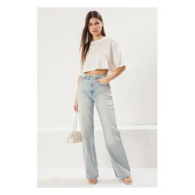 Trendyol Light Blue High Waist Wide Leg Jeans