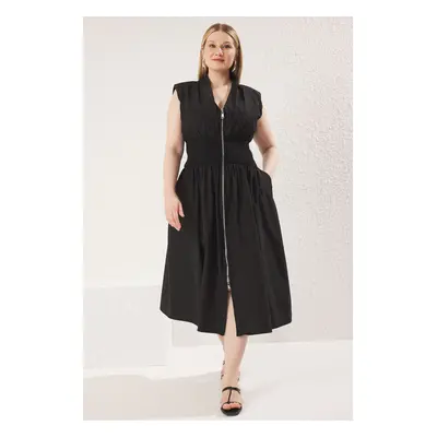 Trendyol Curve Black Sleeveless Zippered Woven Plus Size Dress