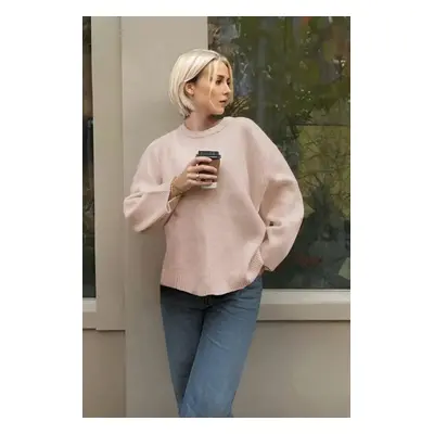 Trendyol Pink Wide Pattern Crew Neck Knitwear Sweater