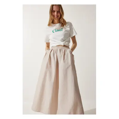 Happiness İstanbul Women's Cream Parachute Balloon Skirt