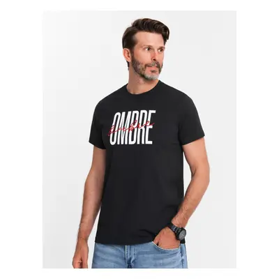 Ombre Men's cotton t-shirt with double logo - black