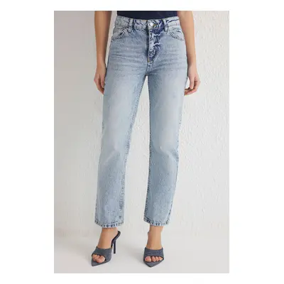 Trendyol Light Blue Regular Waist Straight Jeans