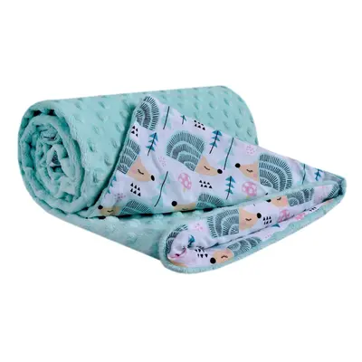 Medi Partners Blanket cotton + minky – mint hedgehogs + minky minky